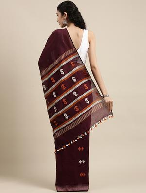 geometrical jamdani saree with blouse - 18067229 - Standard Image - 3