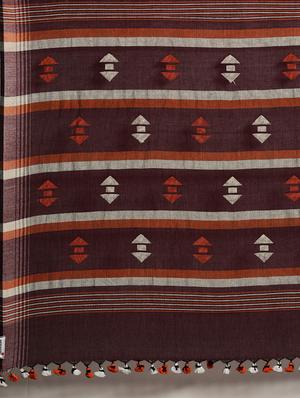 geometrical jamdani saree with blouse - 18067229 - Standard Image - 5