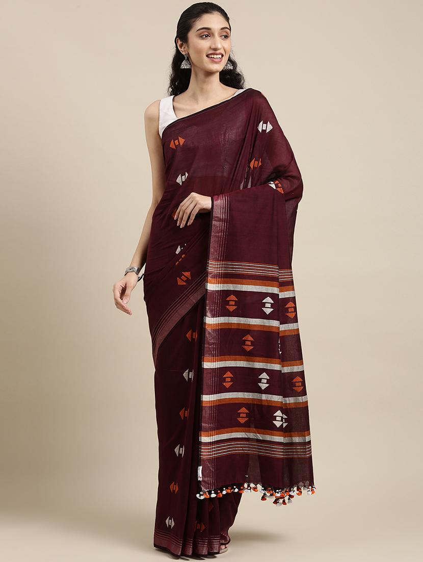 geometrical jamdani saree with blouse - 18067229 - Zoom Image - 1