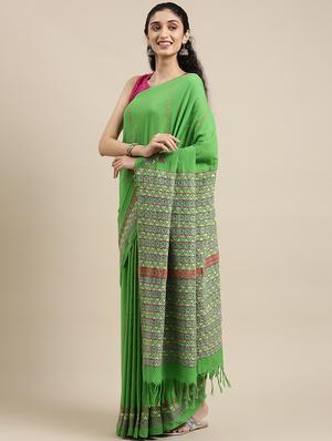 self design handloom saree with blouse - 18067231 - Standard Image - 2