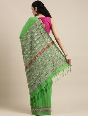 self design handloom saree with blouse - 18067231 - Standard Image - 3