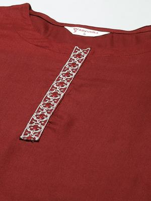 maroon rayon with jacket kurta - 18067440 - Standard Image - 6