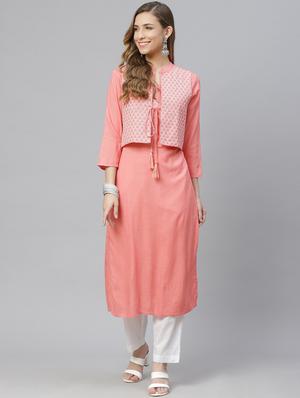 pink rayon with jacket kurta - 18067441 - Standard Image - 2