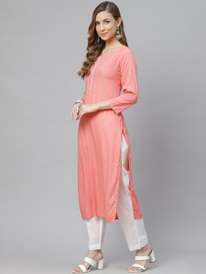 pink rayon with jacket kurta - 18067441 - Standard Image - 3