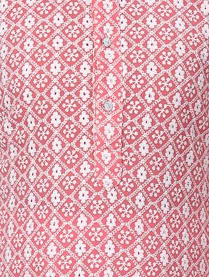red embroidered kurta set - 18067479 - Standard Image - 4