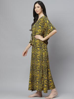 yellow crepe dresses kaftan - 18067805 - Standard Image - 2