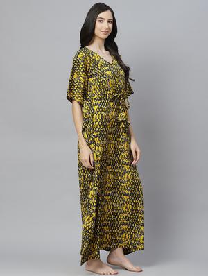 yellow crepe dresses kaftan - 18067805 - Standard Image - 3