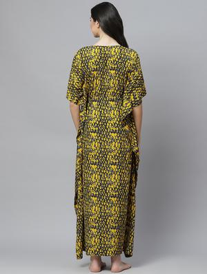 yellow crepe dresses kaftan - 18067805 - Standard Image - 4