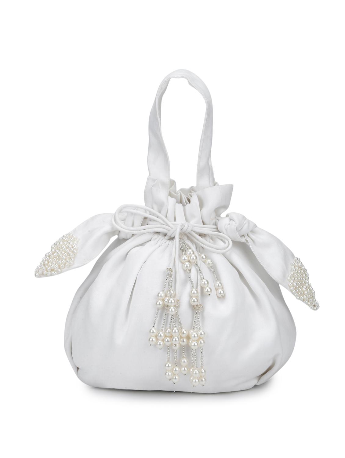 white cotton polyester blend ethnic potli - 18067866 - Zoom Image - 1