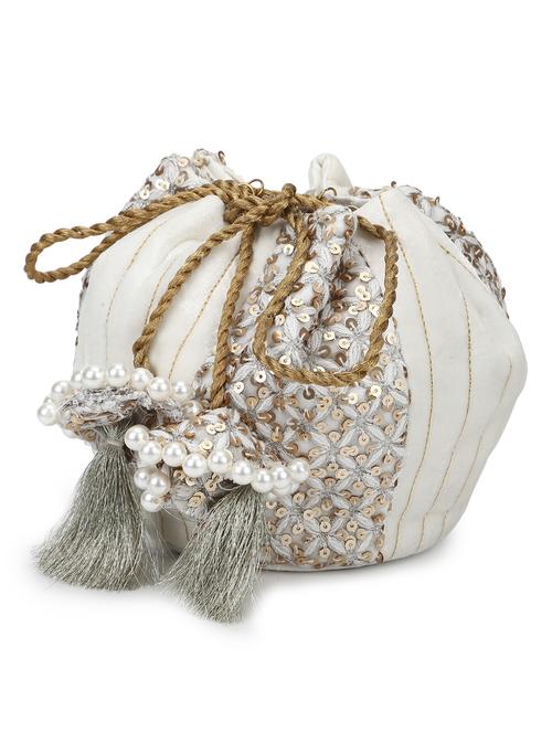 white cotton polyester blend ethnic potli - 18067869 - Standard Image - 1
