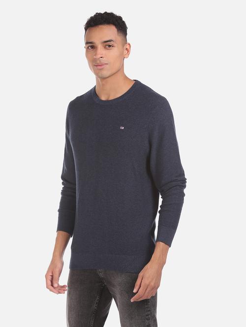 blue color crew neck men's pullover - 18068513 - Standard Image - 1