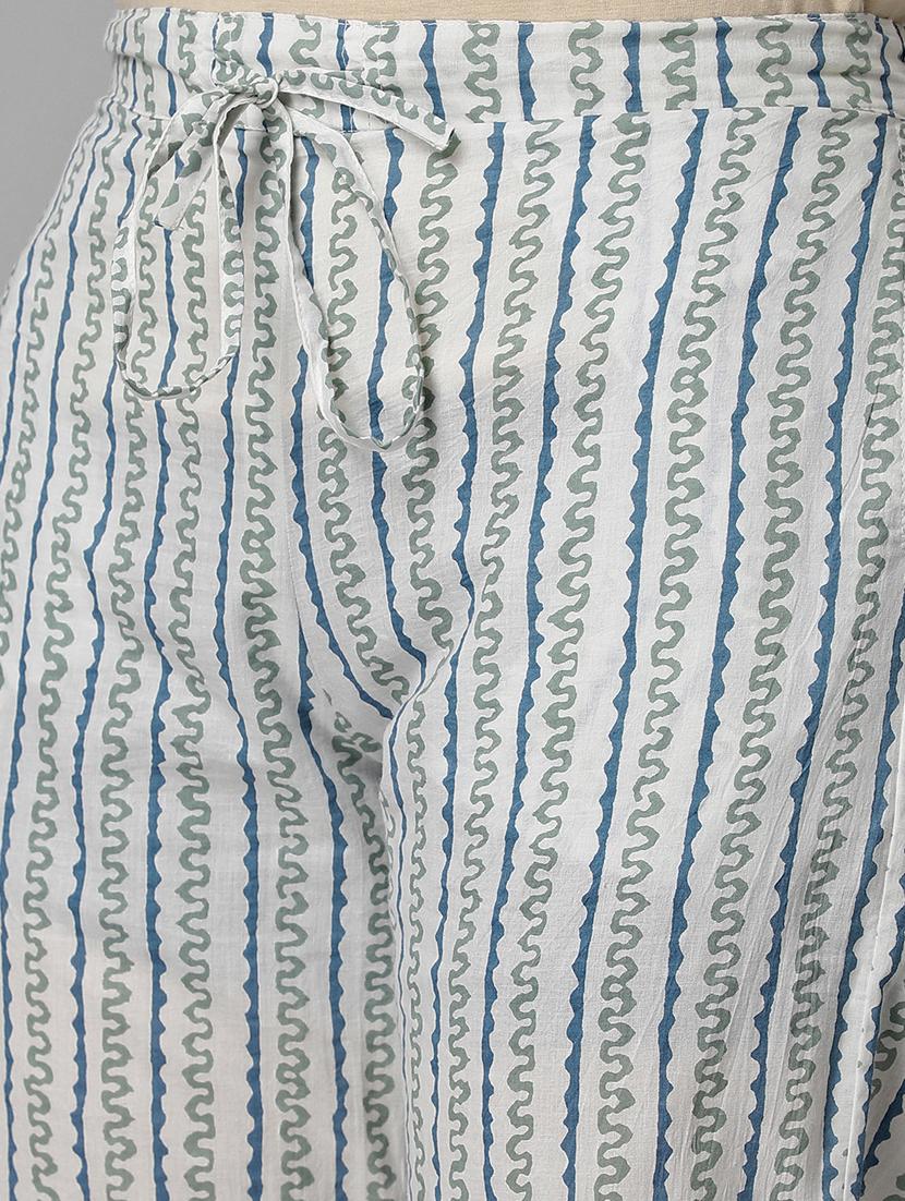 blue cotton kurta palazzo set - 18069076 - Zoom Image - 5