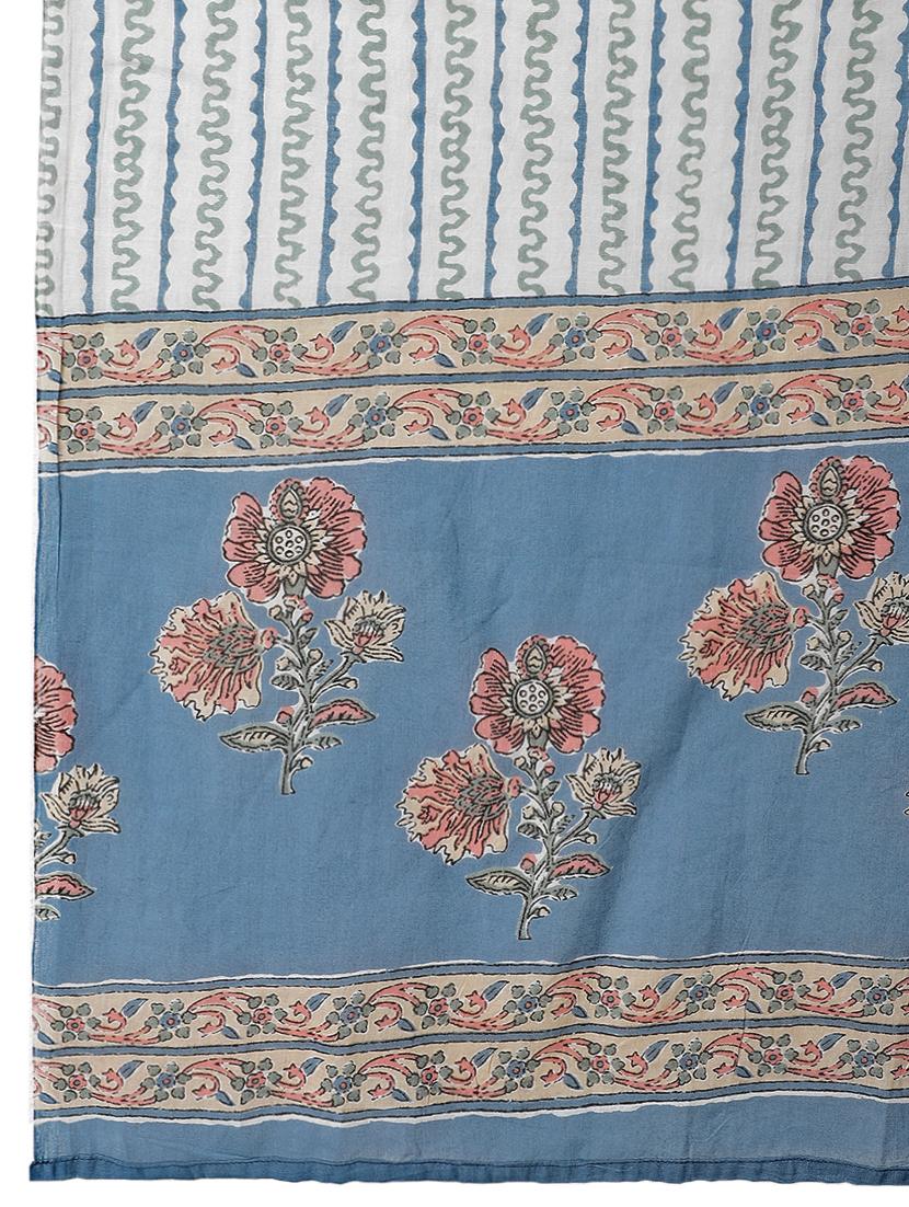 blue cotton kurta palazzo set - 18069076 - Zoom Image - 7