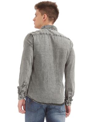 black solid casual shirt - 18070546 - Standard Image - 3
