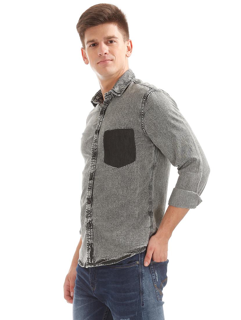 black solid casual shirt - 18070546 - Zoom Image - 2