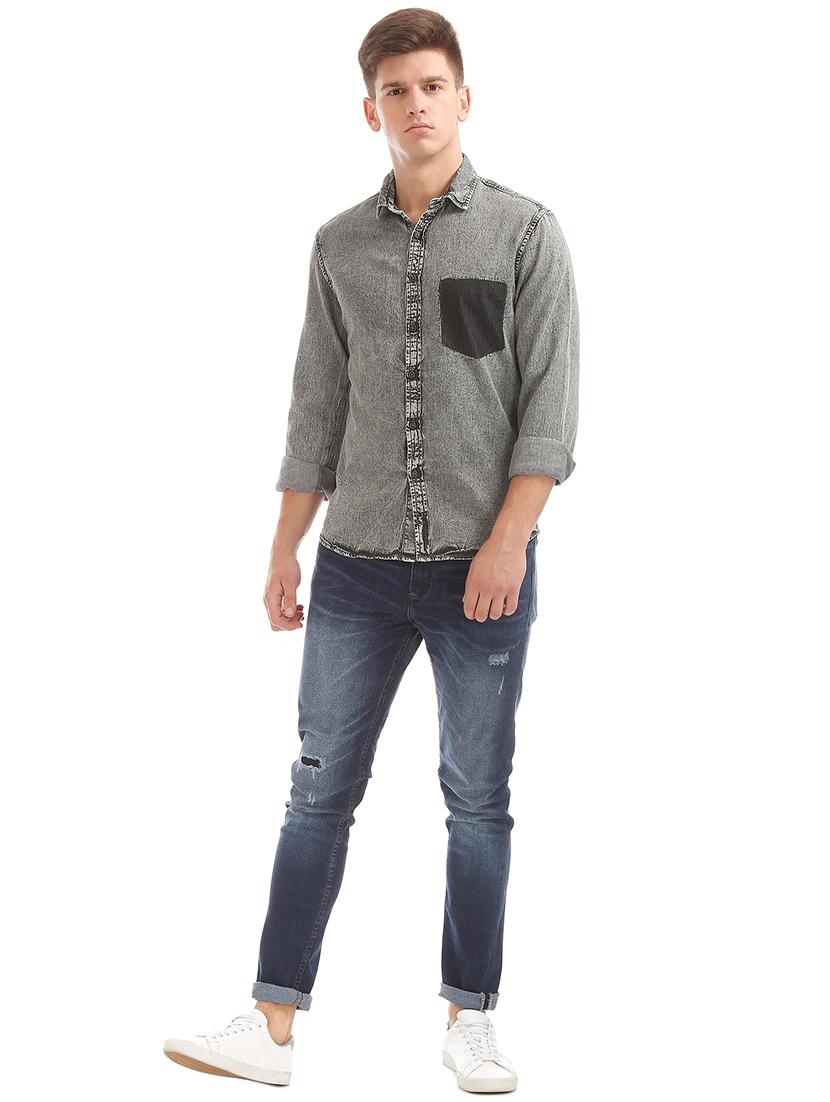 black solid casual shirt - 18070546 - Zoom Image - 4
