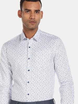 white printed formal shirt - 18070671 - Standard Image - 4
