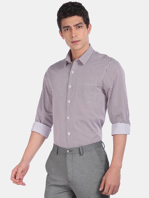 white printed formal shirt - 18070732 - Standard Image - 1