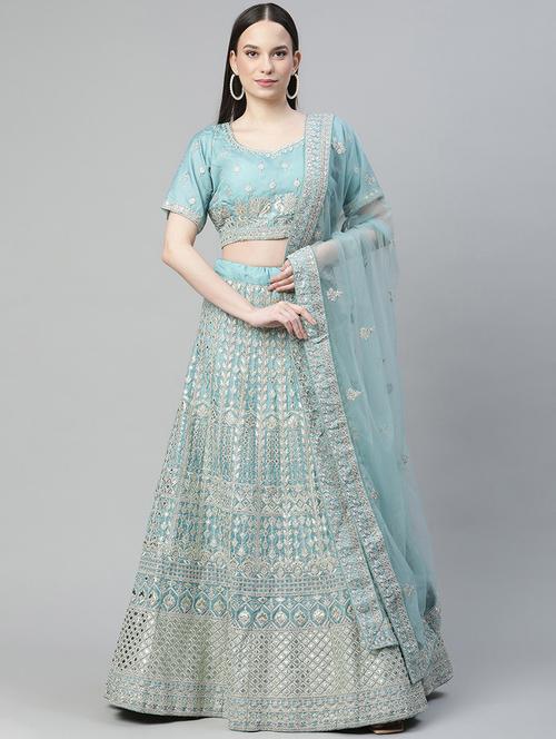 embroidered a-line lehenga - 18072819 - Standard Image - 1