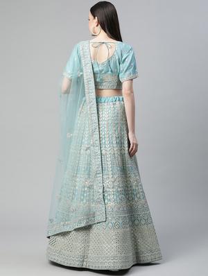 embroidered a-line lehenga - 18072819 - Standard Image - 3