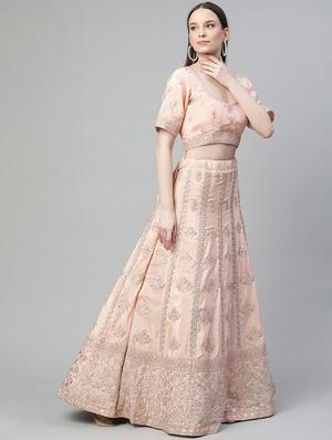 embroidered a-line lehenga - 18072823 - Standard Image - 2