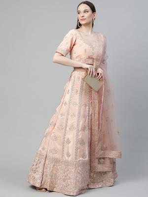 embroidered a-line lehenga - 18072823 - Standard Image - 4