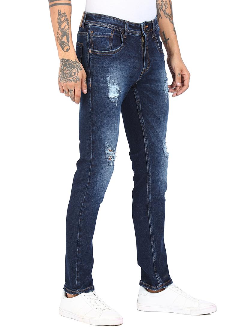 blue cotton blend washed jeans - 18072995 - Zoom Image - 2