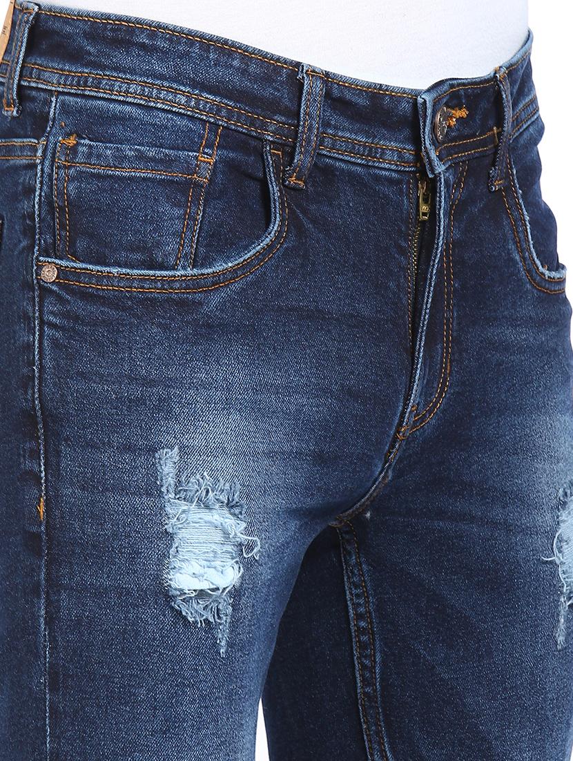 blue cotton blend washed jeans - 18072995 - Zoom Image - 5