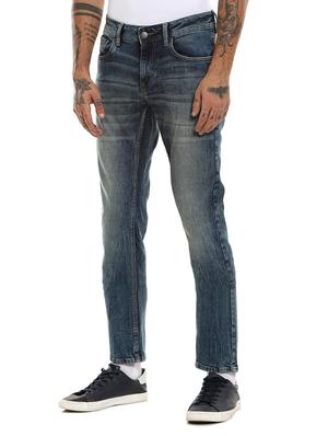 blue cotton blend washed jeans - 18072999 - Standard Image - 2