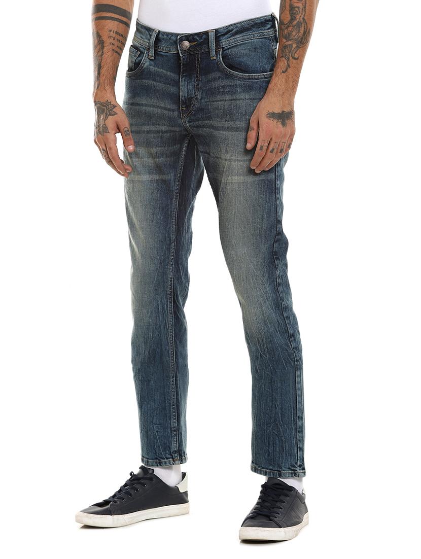blue cotton blend washed jeans - 18072999 - Zoom Image - 2