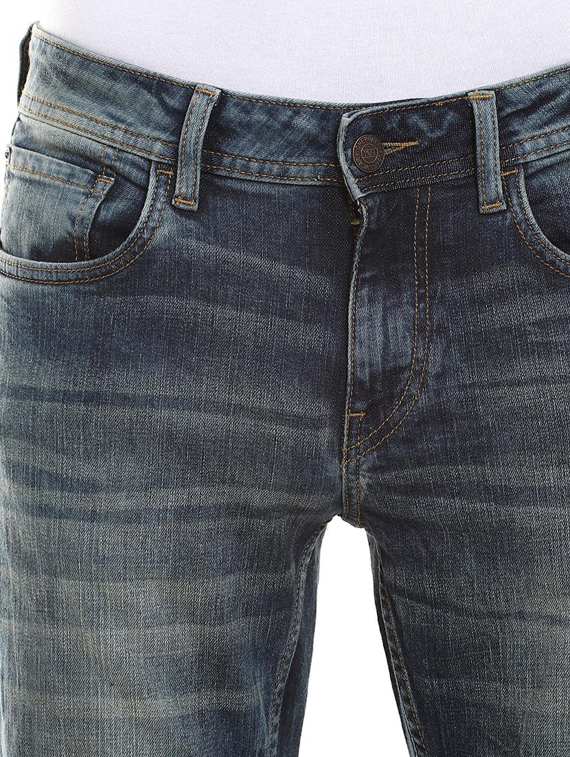 blue cotton blend washed jeans - 18072999 - Zoom Image - 5