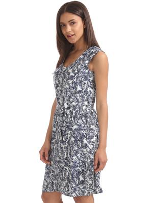 v-neck printed a-line dress - 18073520 - Standard Image - 2
