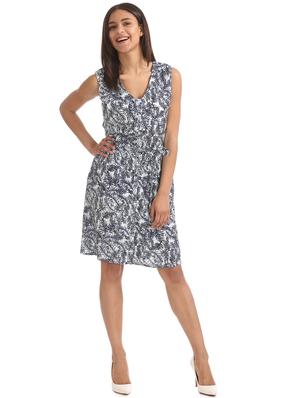 v-neck printed a-line dress - 18073520 - Standard Image - 4