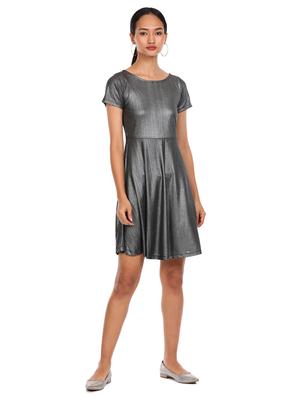 round neck metallic dress - 18073545 - Standard Image - 3