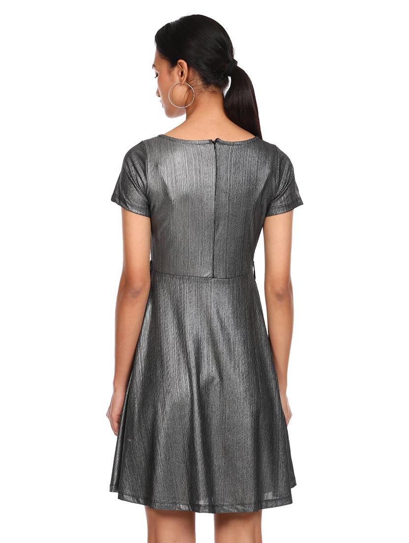 round neck metallic dress - 18073545 - Zoom Image - 2