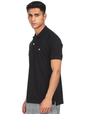 black solid polo t-shirt - 18074421 - Standard Image - 2