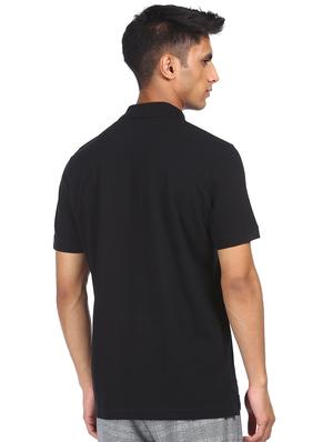 black solid polo t-shirt - 18074421 - Standard Image - 3