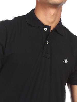 black solid polo t-shirt - 18074421 - Standard Image - 4