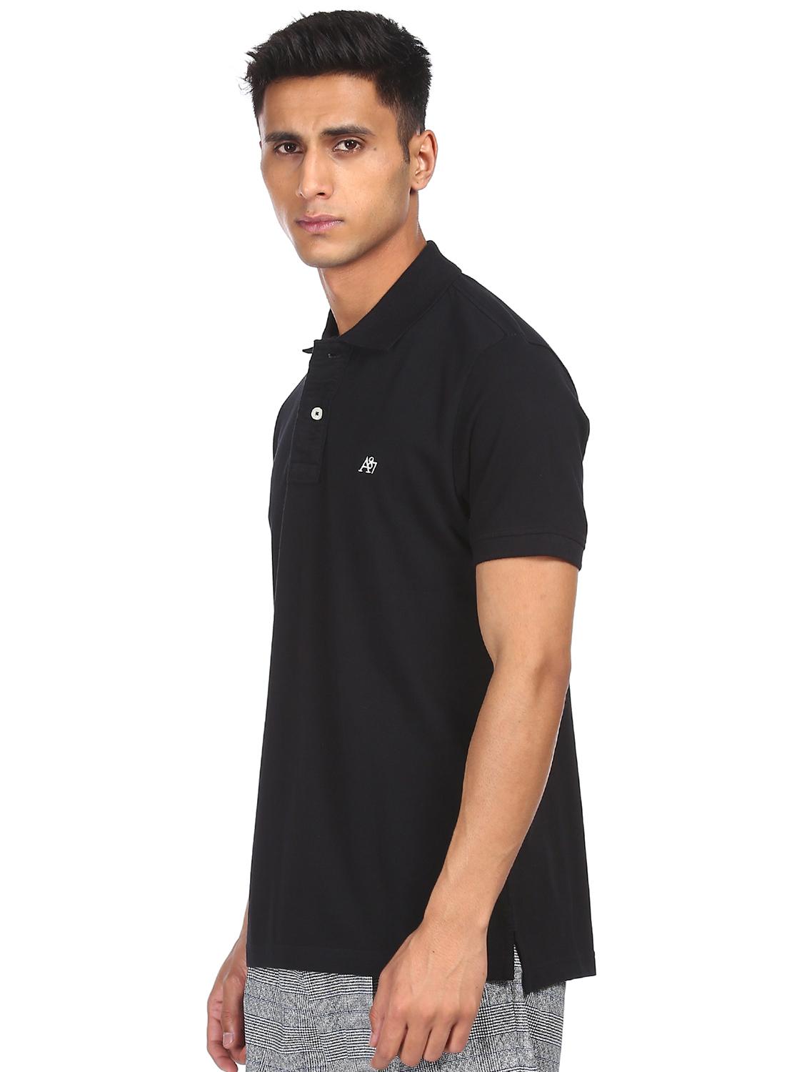 black solid polo t-shirt - 18074421 - Zoom Image - 2