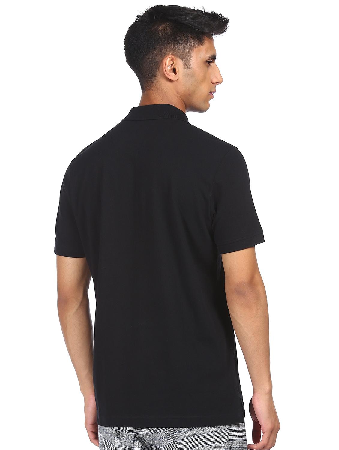 black solid polo t-shirt - 18074421 - Zoom Image - 3