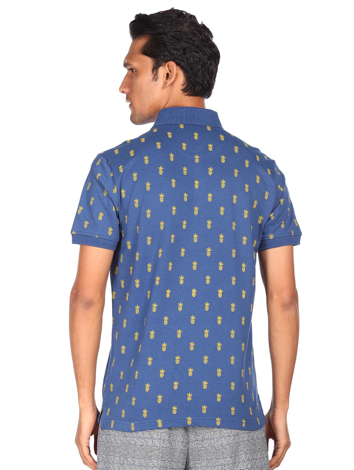 blue printed polo t-shirt - 18074441 - Zoom Image - 3