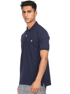 navy blue solid polo t-shirt - 18074446 - Standard Image - 2