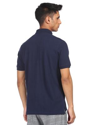 navy blue solid polo t-shirt - 18074446 - Standard Image - 3