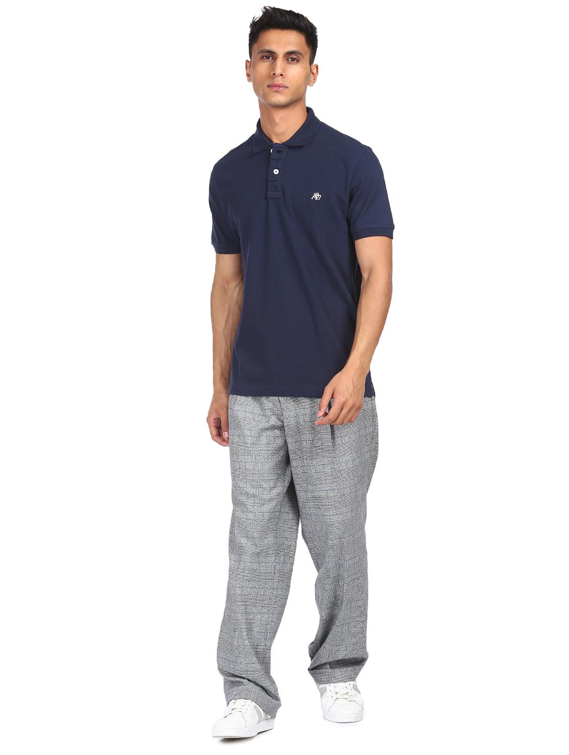navy blue solid polo t-shirt - 18074446 - Zoom Image - 4