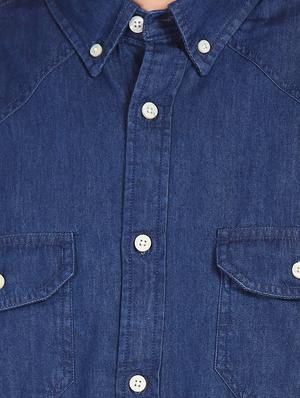 dark blue denim casual shirt - 18074858 - Standard Image - 5