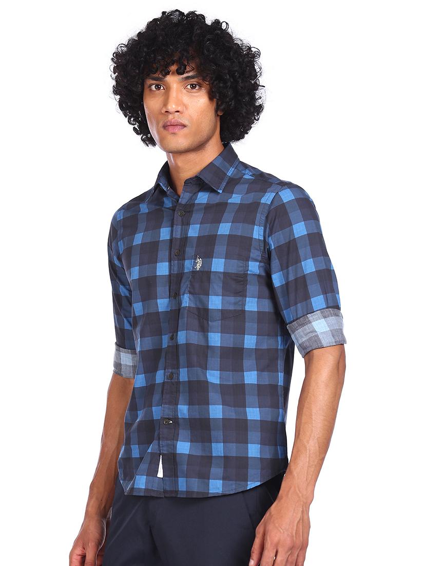 blue checked casual shirt - 18075353 - Zoom Image - 1
