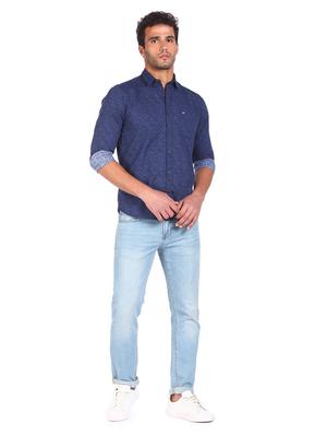 navy blue printed casual shirt - 18075686 - Standard Image - 4