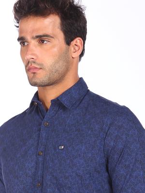 navy blue printed casual shirt - 18075686 - Standard Image - 5