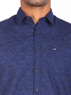 navy blue printed casual shirt - 18075686 - Standard Image - 6