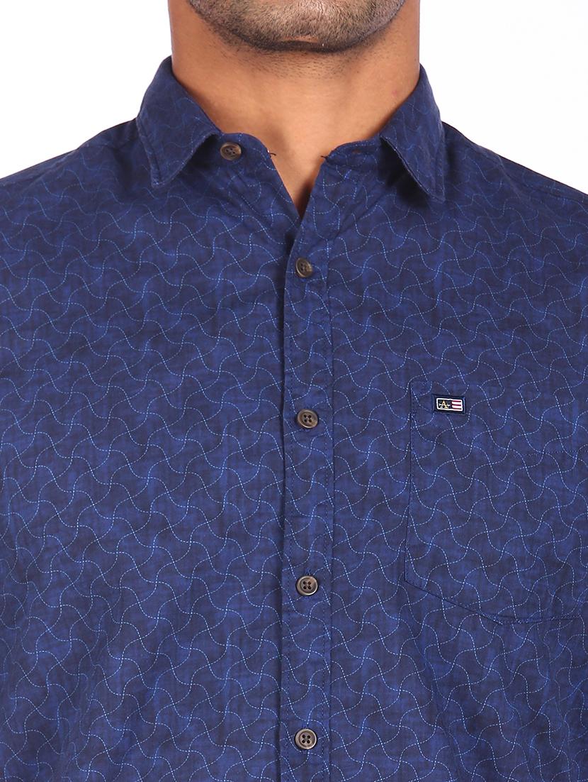 navy blue printed casual shirt - 18075686 - Zoom Image - 6
